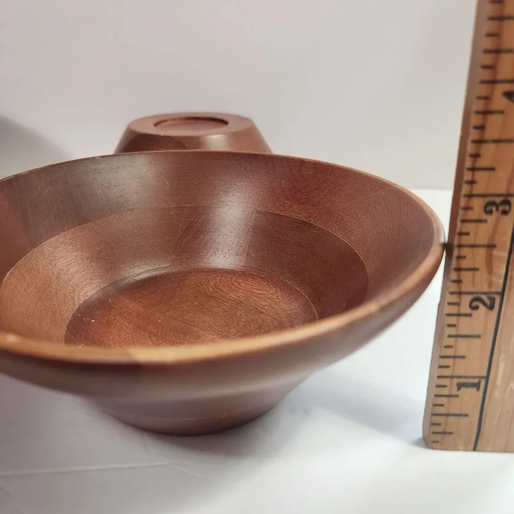 Vintage Wooden Teak Salad Bowls 3 Piece Set ( 1)-9.5